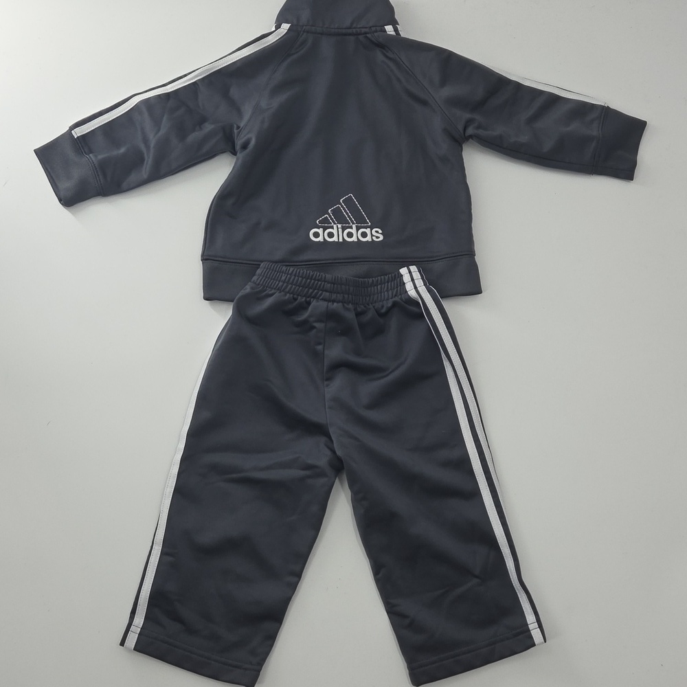 Adidas Kids Tracksuit - Dark Gray with White Stripes - Picture 15 of 15